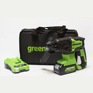 Перфоратор аккумуляторный бесщеточный Greenworks (2 ДЖ, 24V, c 1хАКБ 4 Ач и ЗУ), арт.3803007UB