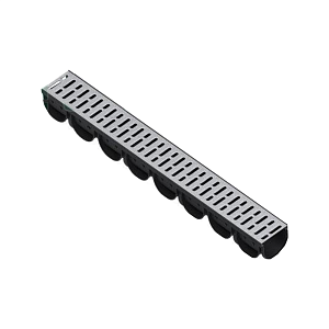 Лоток пластиковый DN100 H100 в сборе с щелевой стальной решеткой S`Park 1000x135x100мм 088201
